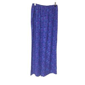 Y2K Diane Gilman DG2 Wide Leg Pants Women's M Purple Paisley Boho Beachy Relaxed
